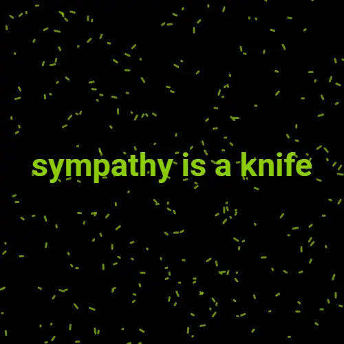 sympathy is a knife brat generator example — green text black background brat style meme